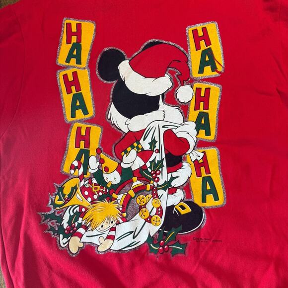 VTG 90s Disney Mickey Mouse Santa Christmas Sweatshirt The Walt Disney Company L - Picture 9 of 9